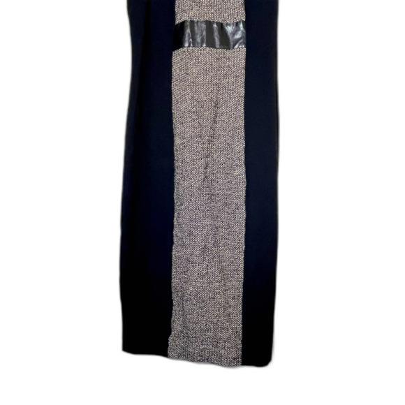 Yansi Fugel Black Shift Dress Fitted Tweed Look Block 6 Black Tan - Picture 4 of 11